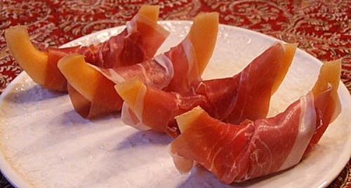 Prosciutto-wrapped melon