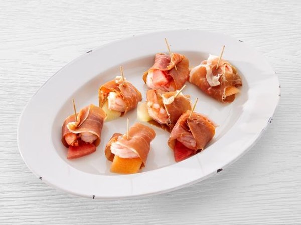 Prosciutto-wrapped shrimp and melon