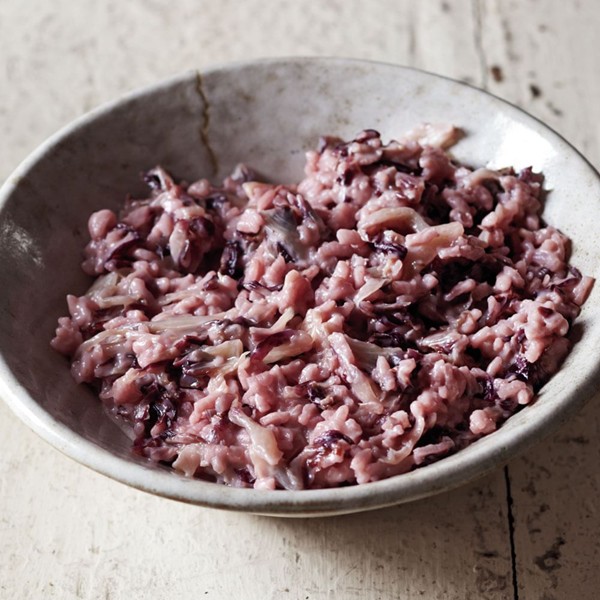 Prosecco risotto with radicchio (Risotto con radicchio)
