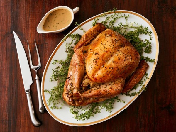 Prosecco-roasted turkey with herbed gravy