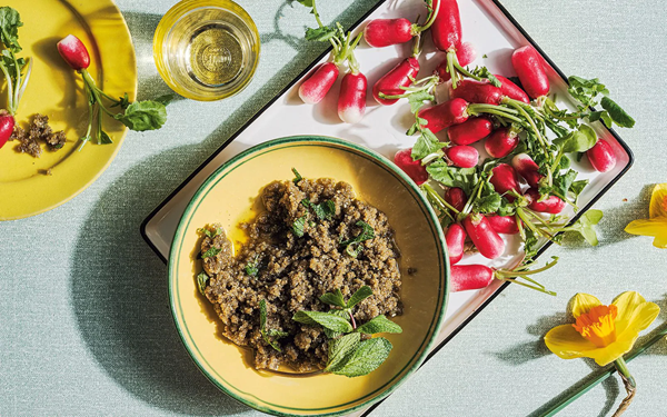 Provençal anchovy and almond dip with radishes