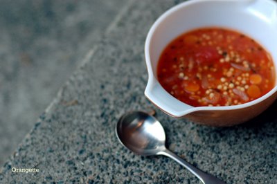 Provençal tomato soup with orange, saffron, and tiny pasta