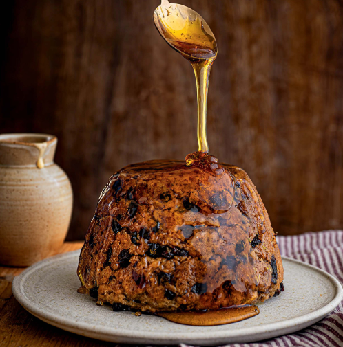 Prue's spotted dick and custard