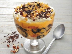 Prune, almond and ginger trifle