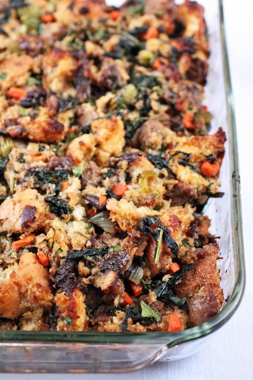Prune and sausage stuffing