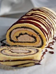 Prune preserves and caramel cream cake roll