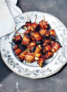 Prunes with goat cheese and bacon