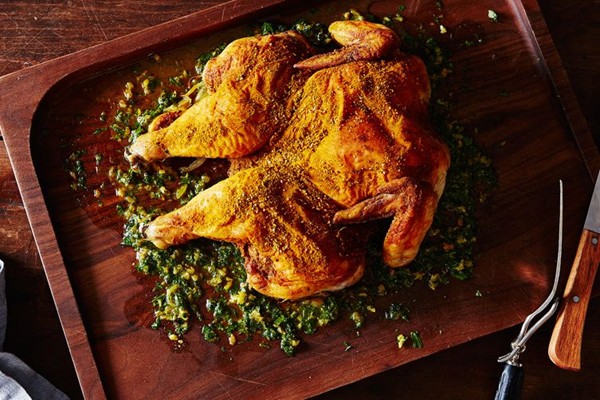 Pucker-up lemon sumac chicken with lemon herb board sauce