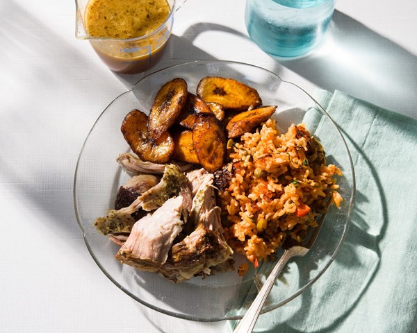 Puerto Rican slow-roasted pork (Pérnil al horno)