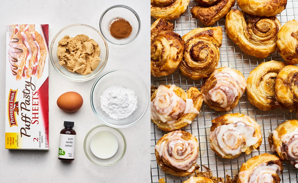 Puff pastry cinnamon rolls