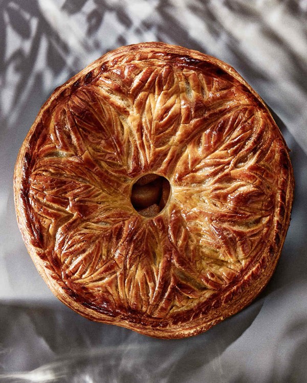 Puff-pastry poached-pear pie
