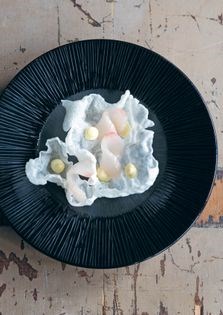 Puffed rice, sashimi and smoked butter