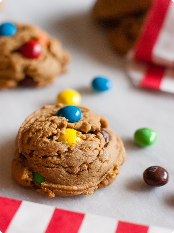 Puffy, fluffy peanut butter M&M cookies