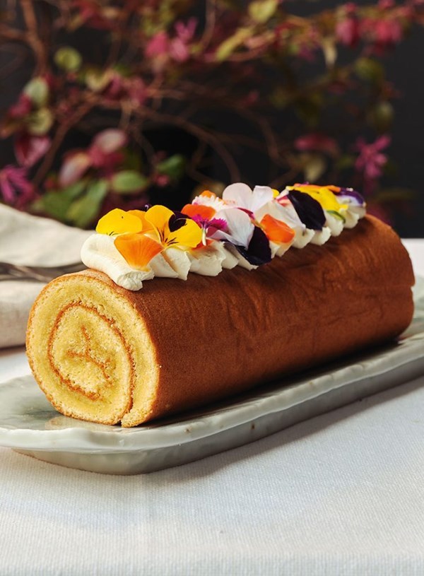 Puhutukawa honey, ginger and clotted cream Swiss roll