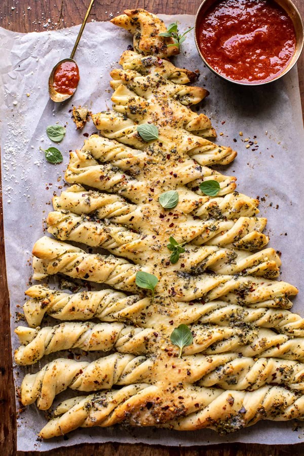 Pull apart Christmas tree garlic bread