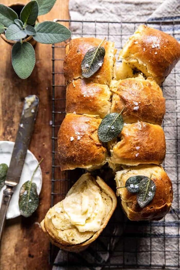 Pull apart Parmesan sage butter brioche rolls