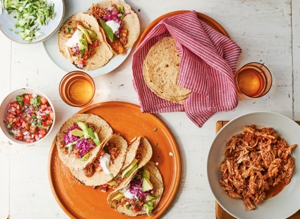 Pulled chicken for tacos and quesadillas