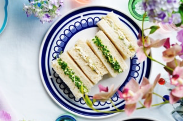 Pulled chicken, iceberg, preserved lemon and tarragon mayo finger sandwiches