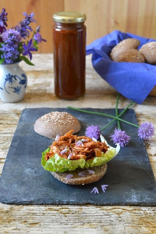 Pulled jackfruit in a rich smoky barbecue sauce