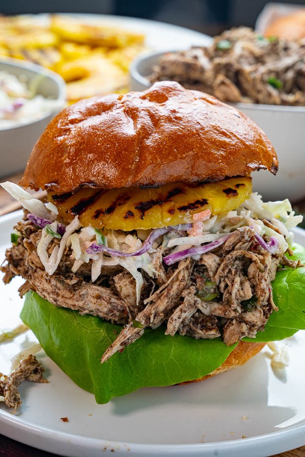 Pulled jerk chicken sandwiches