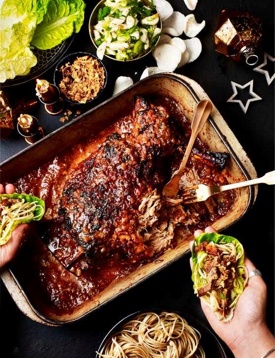 Pulled lamb with plum-Sriracha