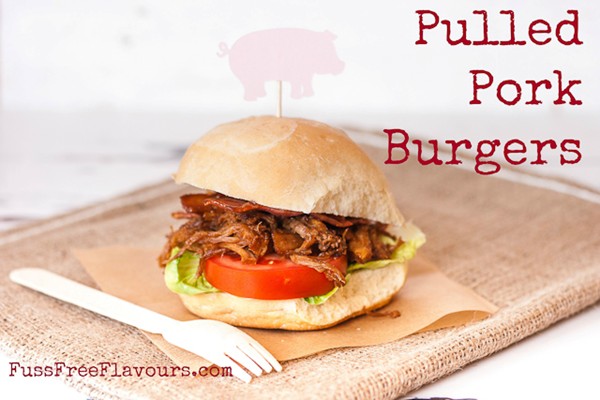Pulled pork burgers with maple candied bacon