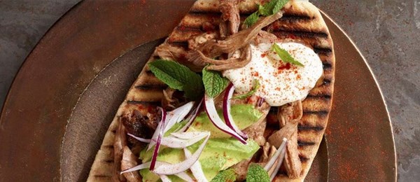 Pulled pork Middle Eastern flatbreads