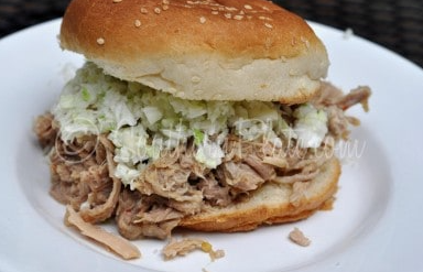 Pulled pork sandwiches with clear barbecue sauce