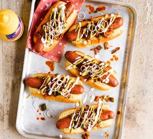 Pulled pork sloppy Joe dogs
