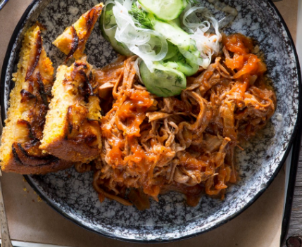 Pulled pork tenderloin with Vidalia onion BBQ sauce