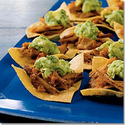 Pulled pork tostadas with guacamole