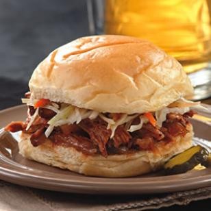 Pulled pork with caramelized onions