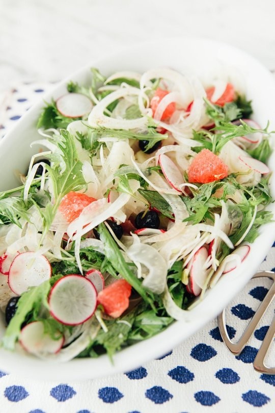 Pummelo, fennel, and radish salad