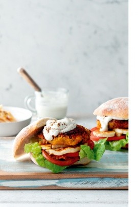 Pumpkin & haloumi burgers