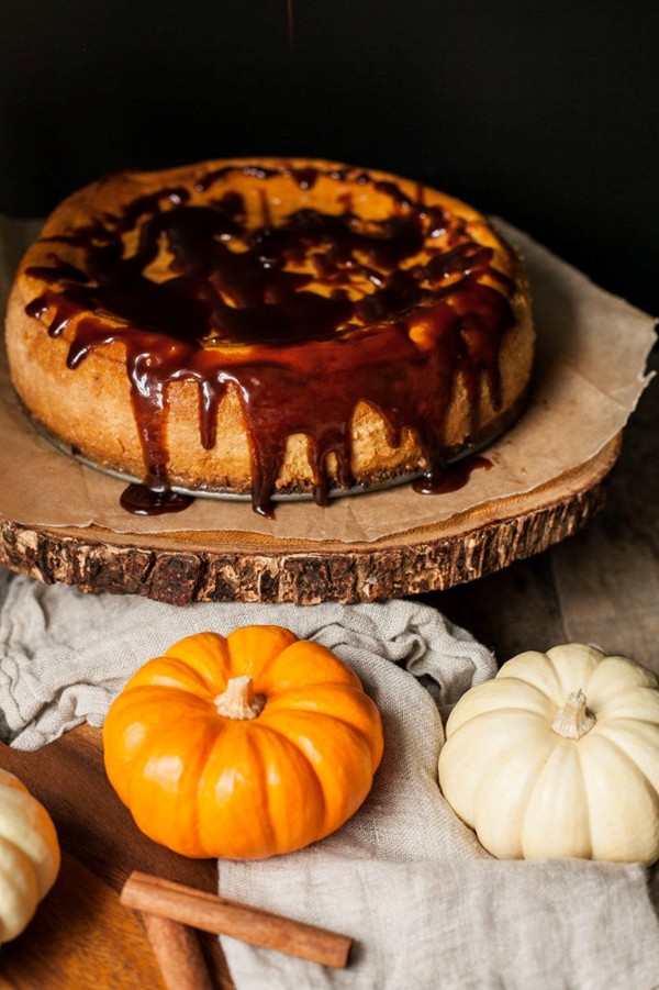 Pumpkin ale cheesecake with salted caramel