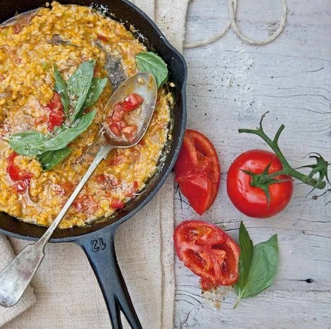 Pumpkin and borlotti bean risotto