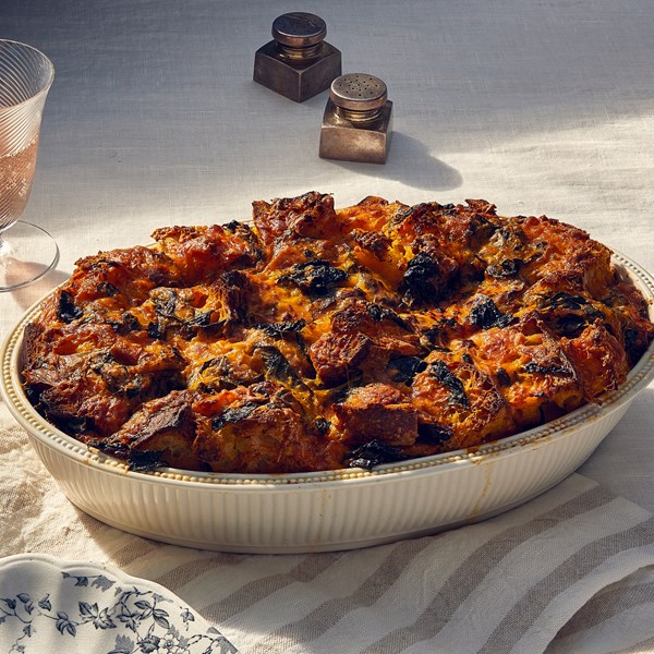 Pumpkin and cheddar strata 