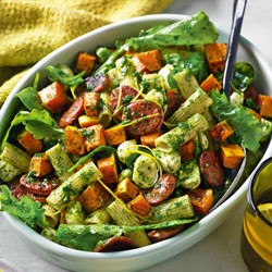 Pumpkin and chorizo rigatoni
