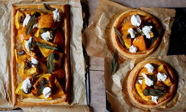Pumpkin and goat’s curd galette