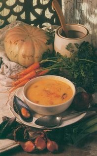 Pumpkin and mussel soup (Soupe de potiron aux moules)