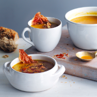 Pumpkin and Parma ham soup