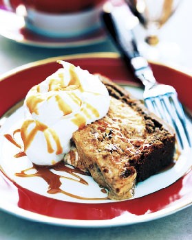 Pumpkin and pecan semifreddo with caramel sauce