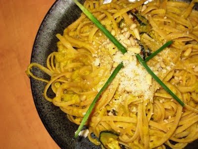 Pumpkin and pine nut linguine