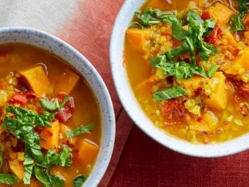 Pumpkin and red lentil dal