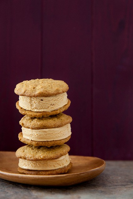 Pumpkin and salted caramel ice cream sandwiches