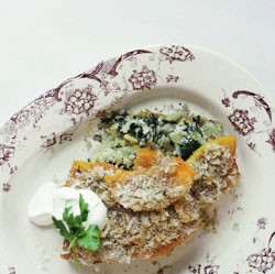 Pumpkin and silverbeet tian
