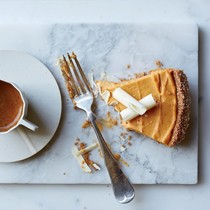 Pumpkin-and-white chocolate mousse pie