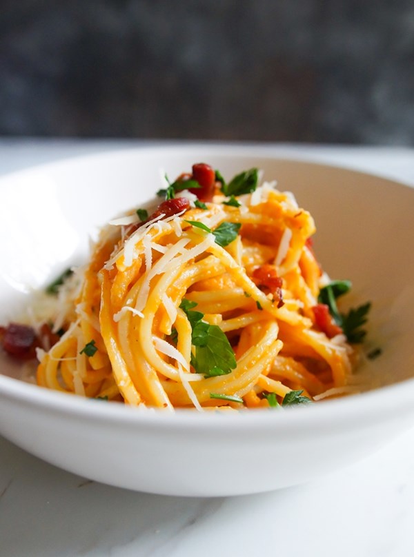 Pumpkin bacon carbonara