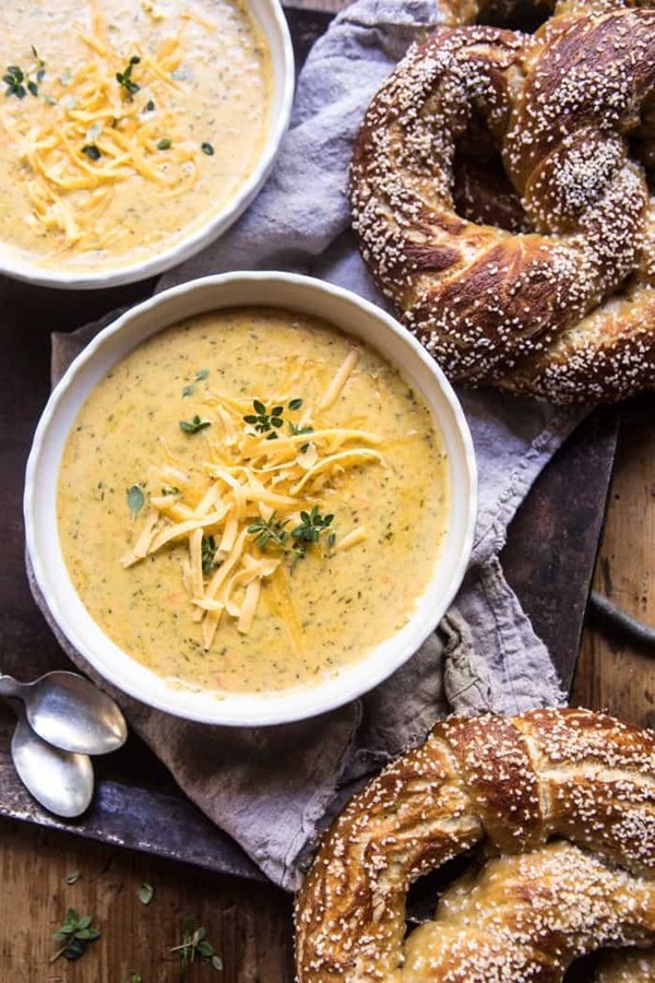 Pumpkin beer broccoli cheddar soup