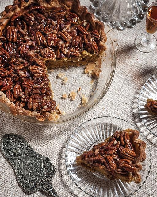 Pumpkin bourbon pecan pie